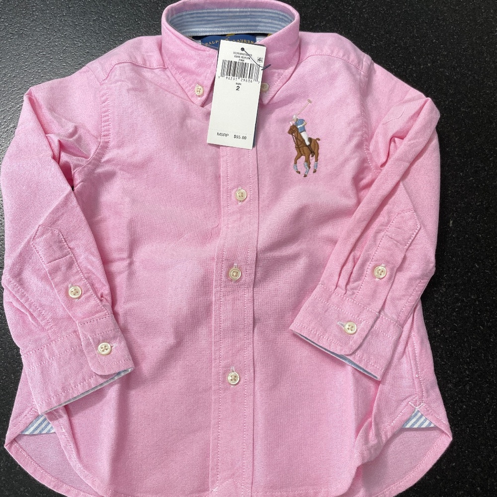 RALPH LAUREN BUTTON DOWN OXFORD -  KIDS - Large Pony